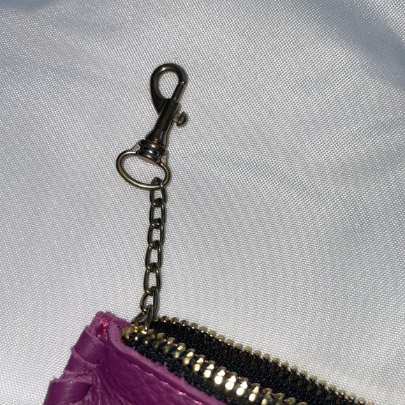 Jennifer Haley Stitched Coin Purse Wallet Made In Mexico Purple Leather Key Ring - Picture 13 of 14